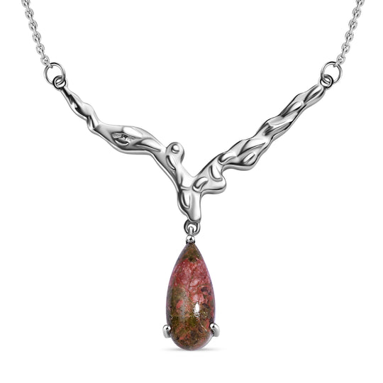 Moosachat Halskette ca. 45 cm 316L Edelstahl ca. 5.67 ct