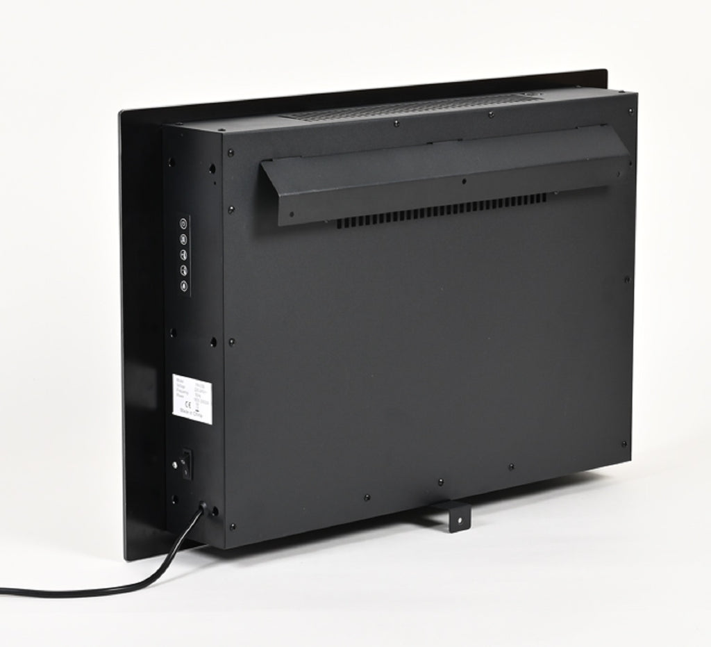 Elektrischer Wandkamin-Heizlüfter, Schwarz - Fernbedienung, 3D-Flammeneffekt, 5 LED-Farben, einstellbare Temperatur, Timer Überhitzungsschutz, langlebiges Metallgehäuse, 66 x 10 x 44 cm