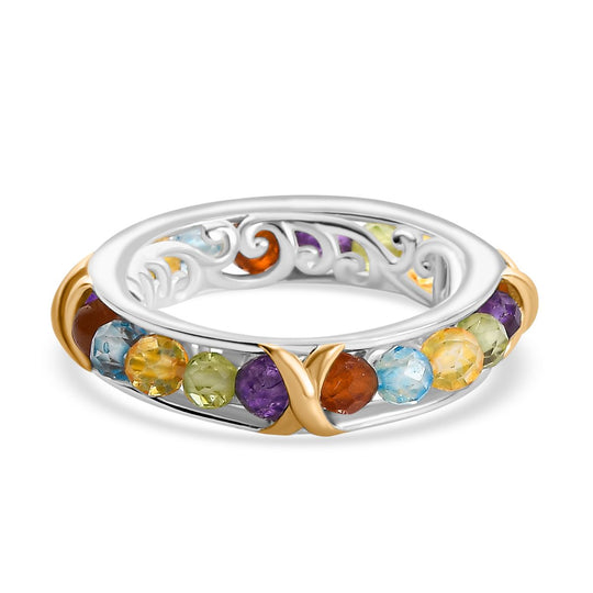 Mehrfarbiger Ring, Silberfarben, (Größe 17.00) ca. 7.66 ct