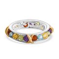 Mehrfarbiger Ring, Silberfarben, (Größe 19.00) ca. 7.66 ct