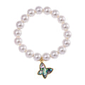 Weiße Muschelkernperle, Abalone Muschel Armband BR-Stretch Standard gelb vergoldet