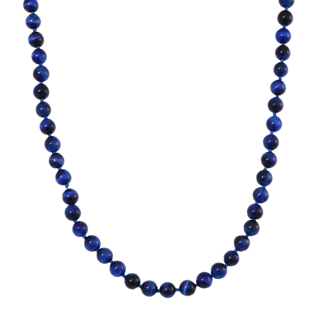 Blaue Tigerauge Halskette ca. 50 cm 925 Silber rhodiniert ca. 208.50 ct