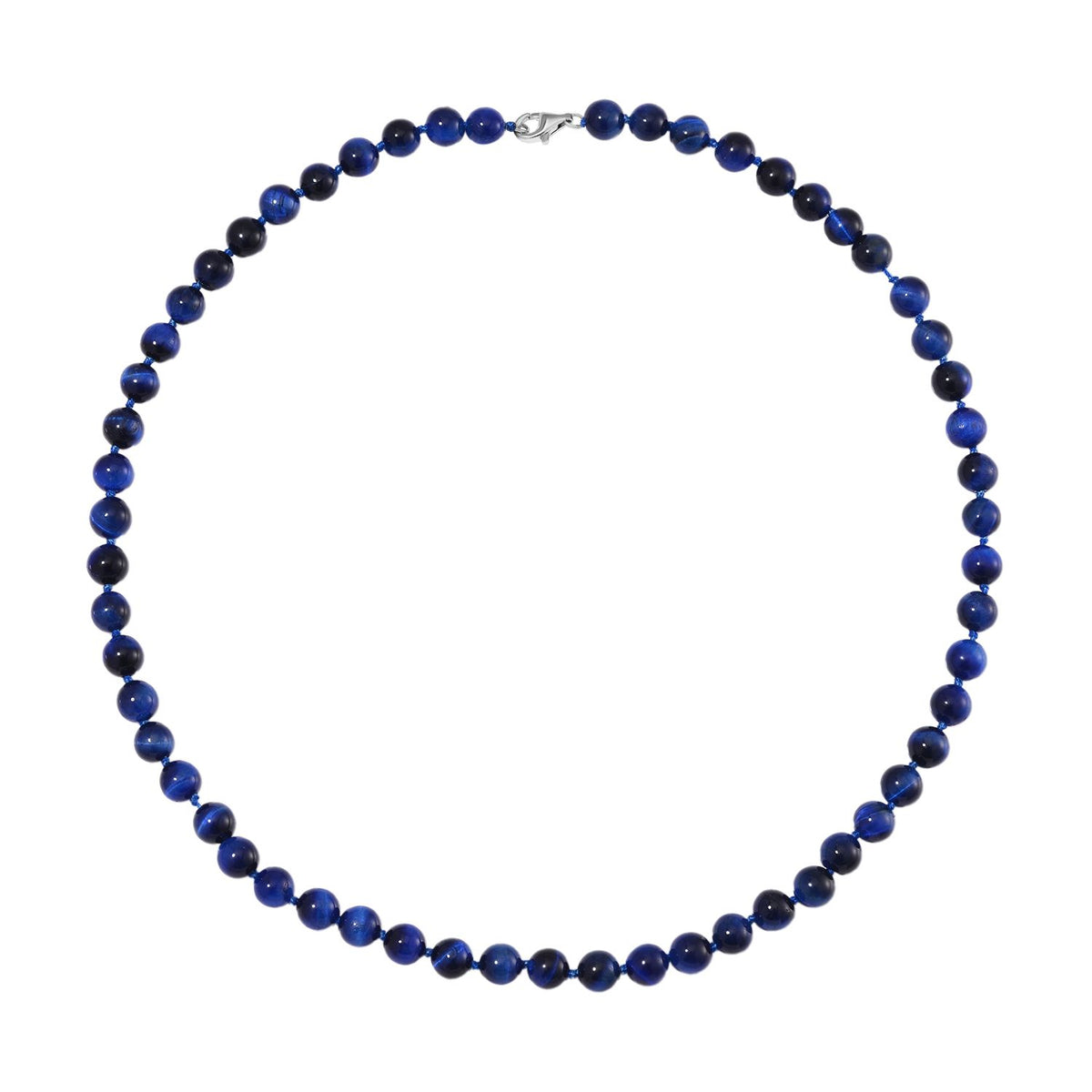 Blaue Tigerauge Halskette ca. 50 cm 925 Silber rhodiniert ca. 208.50 ct