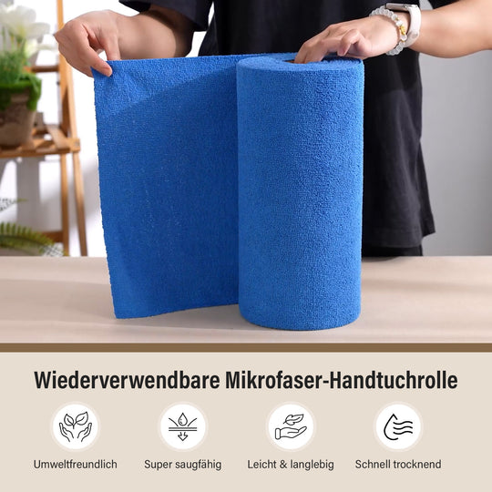 Wiederverwendbare Abreiß-Mikrofaser-Handtuchrolle - 30x30cm, 30 Tücher/Rolle, 180gsm, Rosa