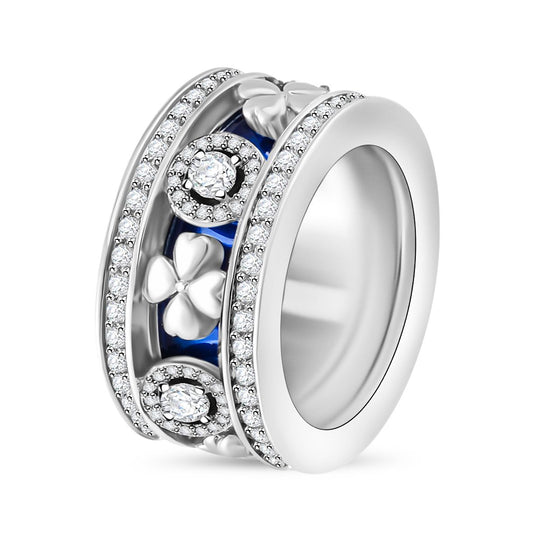 Weißer Kristall Herzmotiv-Ring mit Pavé-Fassung, Silberton, (Größe 18.00)