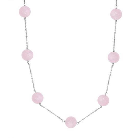 Grüner Quarz Station Style Halskette ca. 50 cm 925 Silber rhodiniert ca. 25.00 ct