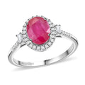Rhapsody AAAA Natürlicher Mosambik-Rubin, Weißer Diamant AGI zertifiziert Ring 950 Platin (Größe 20.00) ca. 2.49 ct