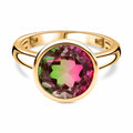 Wassermelonen Quarz Triplette Ring 925 Silber vergoldet (Größe 21.00) ca. 4,23 ct