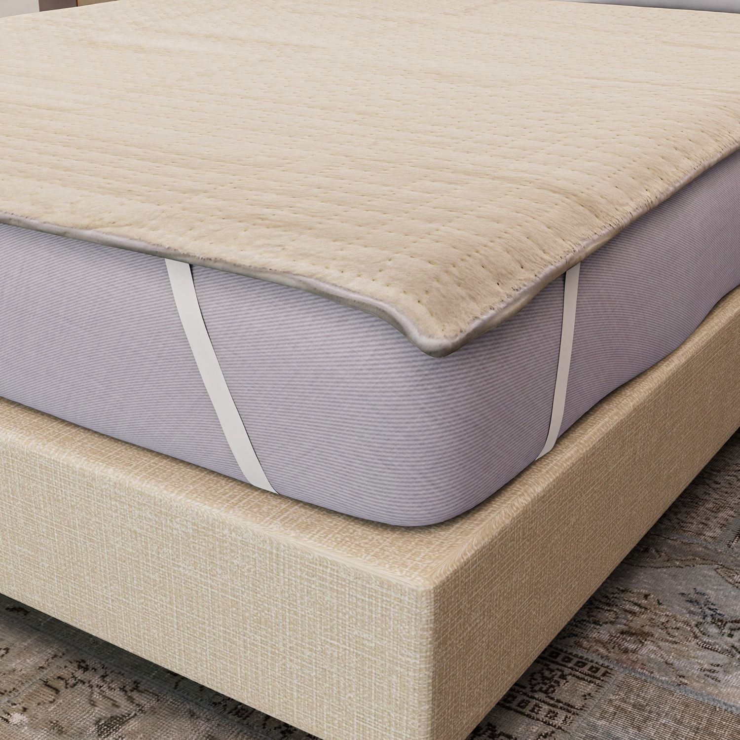 Elektrische Unterdecke, 160x160cm - 280 GSM Fleece-Oberseite und 400 GSM Unterseite, geeignet für 230 V Steckdosen, mit automatischem Timer, weiß