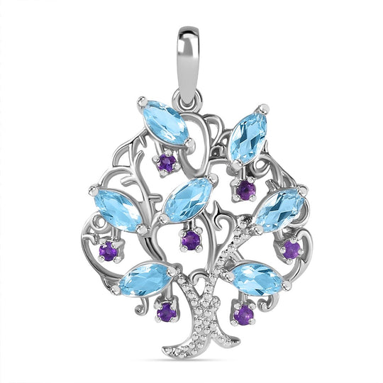 Afrikanischer Amethyst, Roter Granat Anhänger 925 Silber 750 Gelbgold Vermeil ca. 1.18 ct