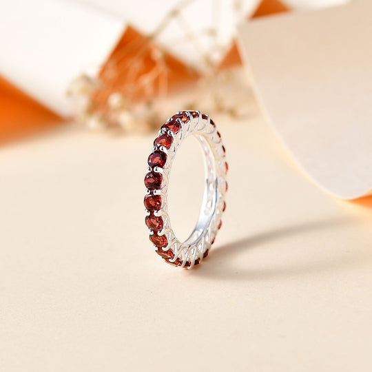 Roter Granat Ring 925 Silber ca. 3,58 ct
