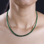AAAA Tsavorite Granat Halskette ca. 45 cm + 5 cm Extender, 950 Platin ca. 50,00 ct.
