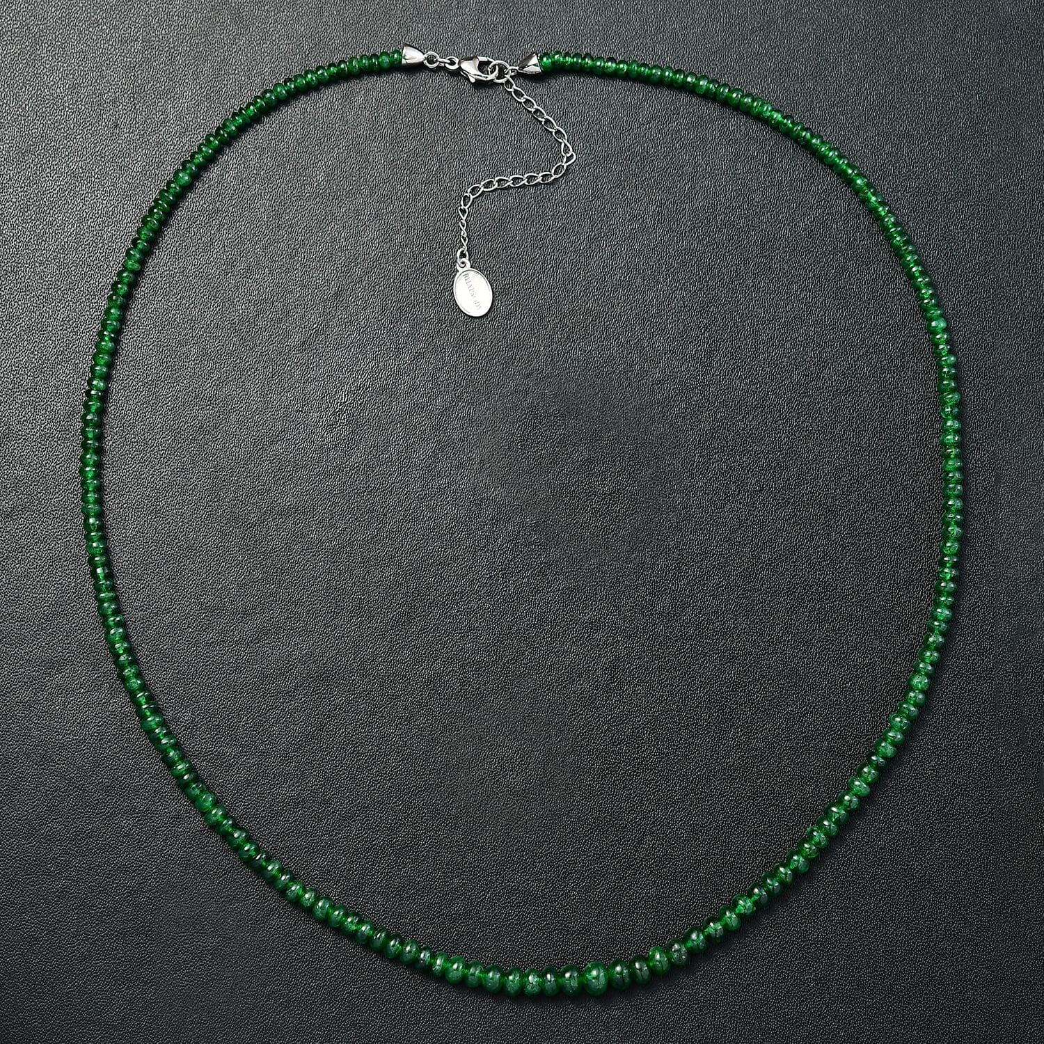AAAA Tsavorite Granat Halskette ca. 45 cm + 5 cm Extender, 950 Platin ca. 50,00 ct.