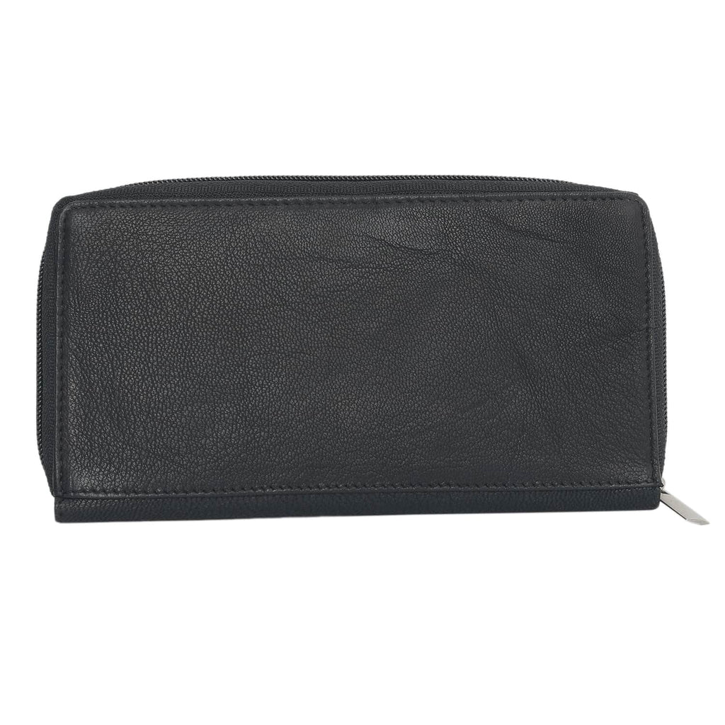 CLOSE OUT - UNION CODE: 100% Echtleder Brieftasche mit Krokoprägung und RFID schutz, 19x12 cm, schwarz