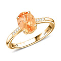 LUXORO AAA Kaiserlicher Topas, Weißer Diamant AGI zertifiziert Ring 417 Gold (Größe 19.00) ca. 2.15 ct