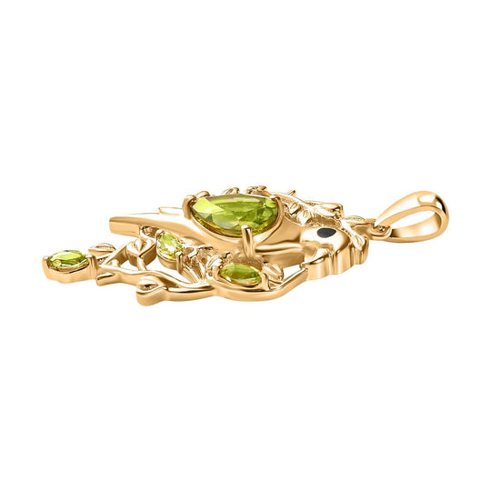 Peridot Anhänger 925 Silber 750 Gelbgold Vermeil ca. 1,27 ct.