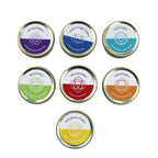 7er Set Chakra Duftkerzen - Mit Edelsteinen, Aromatherapie, Vanille, Jasmin, Rose und Zitronengras, 45 g, 10 Std. Brenndauer