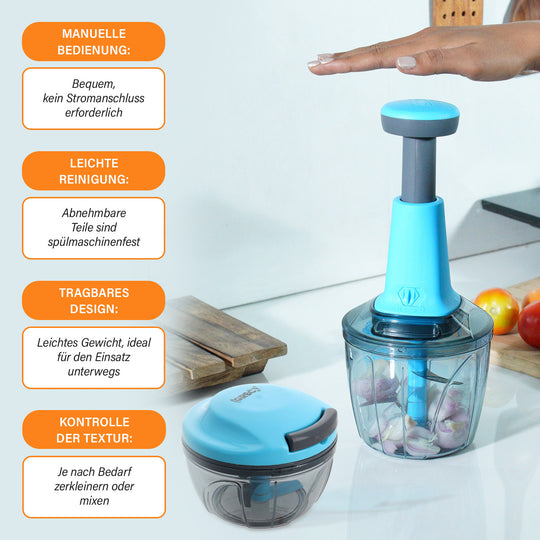 2-in-1 Mulit-Zerkleinerer und Mixer, 1200ml Kapazität, Blau