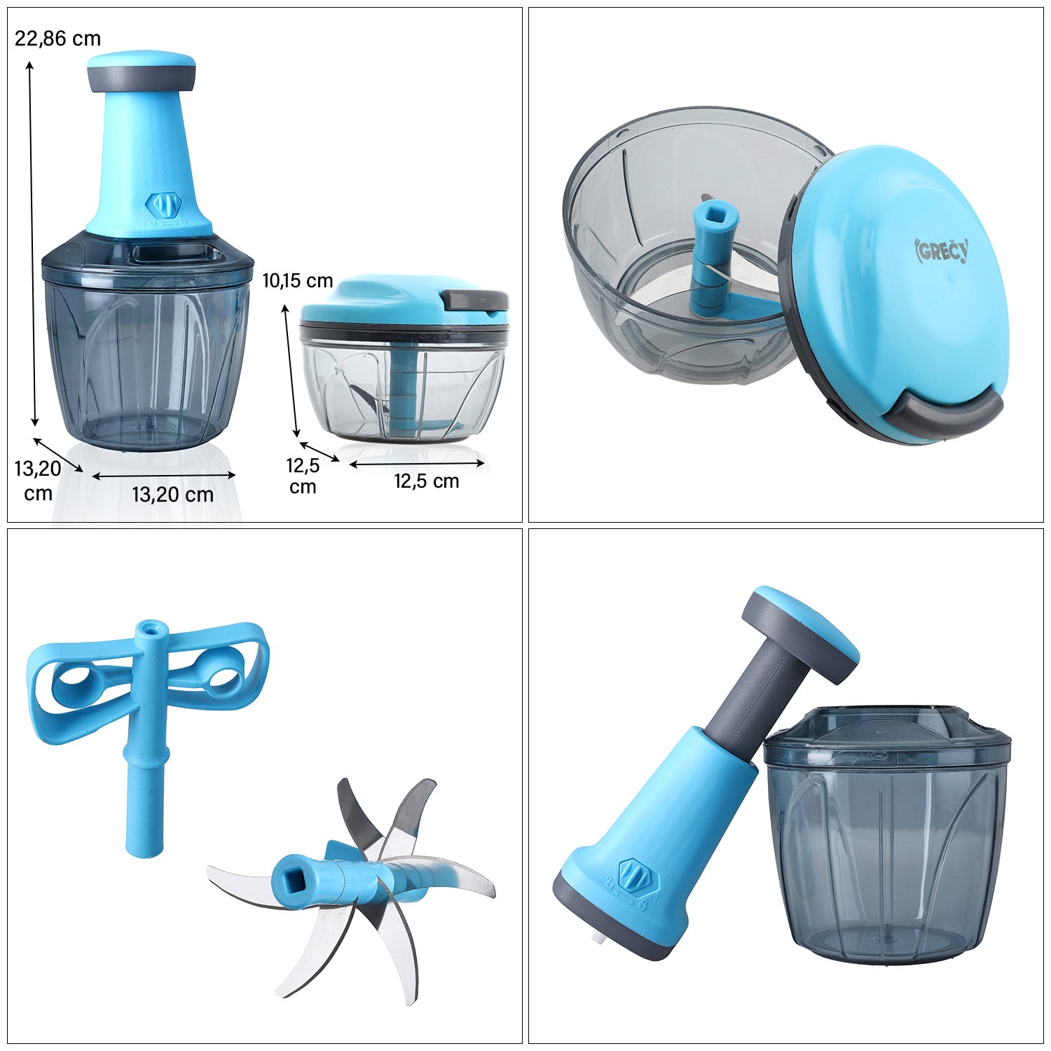 2-in-1 Mulit-Zerkleinerer und Mixer, 1200ml Kapazität, Blau