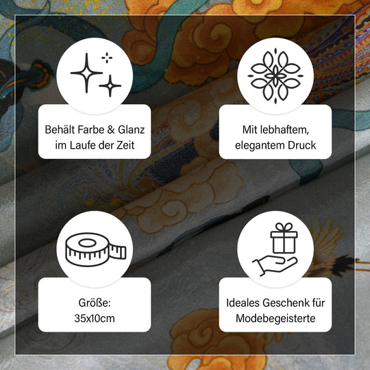 LA MAREY: Premium Selection - 100% Maulbeerenseiden-Halstuch mit Päonien Druck, 35 x 150 cm, grün
