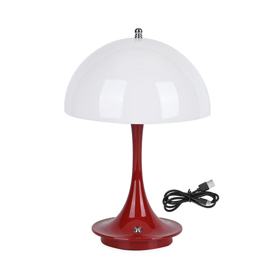 Designerlampe: Kabellos dimmbare Pilz-Tischlampe mit 3 Lichteinstellungen, weiß
