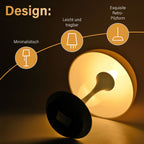 Designerlampe: Kabellos dimmbare Pilz-Tischlampe mit 3 Lichteinstellungen, weiß