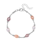 Mehrfarbiges Süßwasser Perle Armband, flexibel, Messing