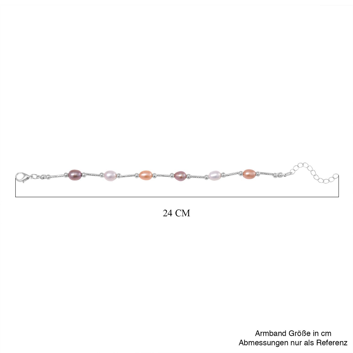 Mehrfarbiges Süßwasser Perle 19+5cm Armband, Messing
