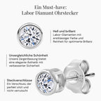 Im Labor gewachsener Diamant VS Ohrringe 925 Silber rhodiniert ca. 0,50 ct.