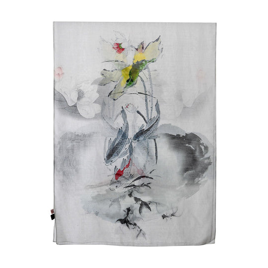 LA MAREY printed scarfMaterial:70% merino wool 30% mulberry silksize::70cm*190cmWeight : 57gyellow based with multi   floral