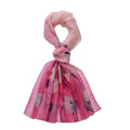 LA MAREY - Luxuriöser Floral-Print Schal, Merinowolle und Maulbeerseide, pink