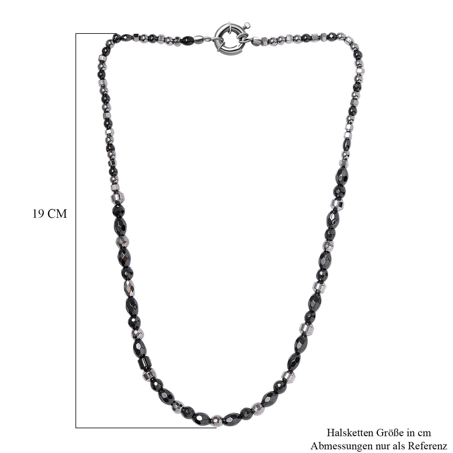Hämatit Halskette ca. 50 cm Messing platiniert ca. 155.00 ct