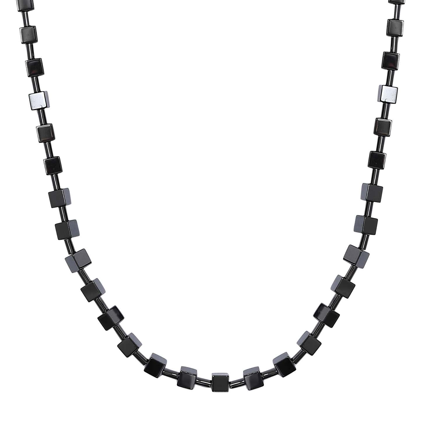 Hämatit Halskette ca. 50 cm 316L Edelstahl platiniert ca. 125.00 ct