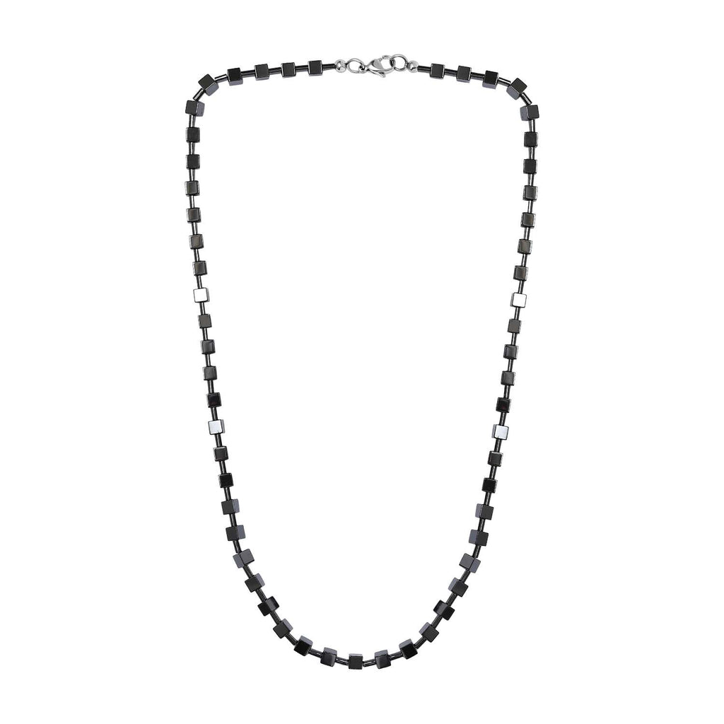 Hämatit Halskette ca. 50 cm 316L Edelstahl platiniert ca. 125.00 ct
