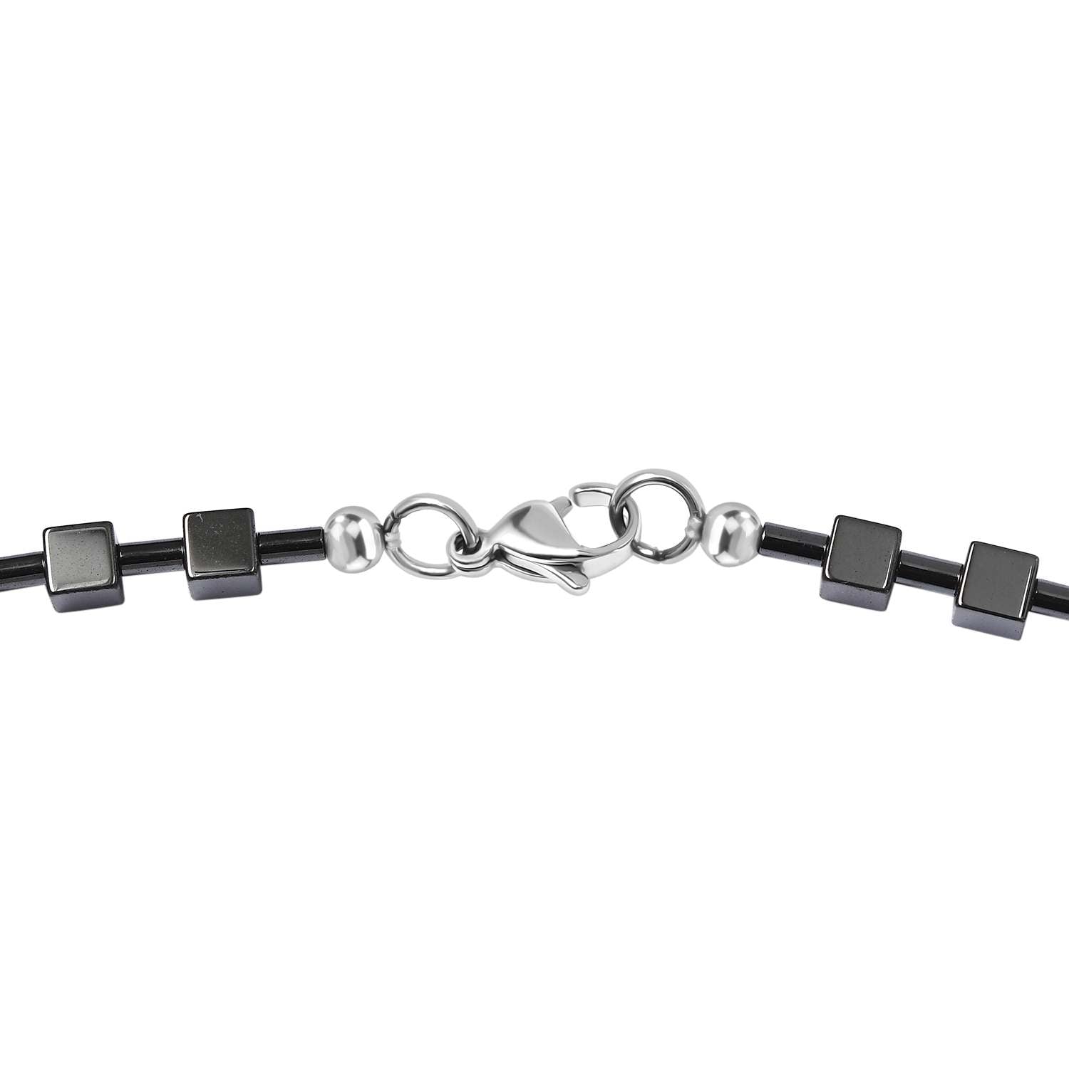 Hämatit Halskette ca. 50 cm 316L Edelstahl platiniert ca. 125.00 ct