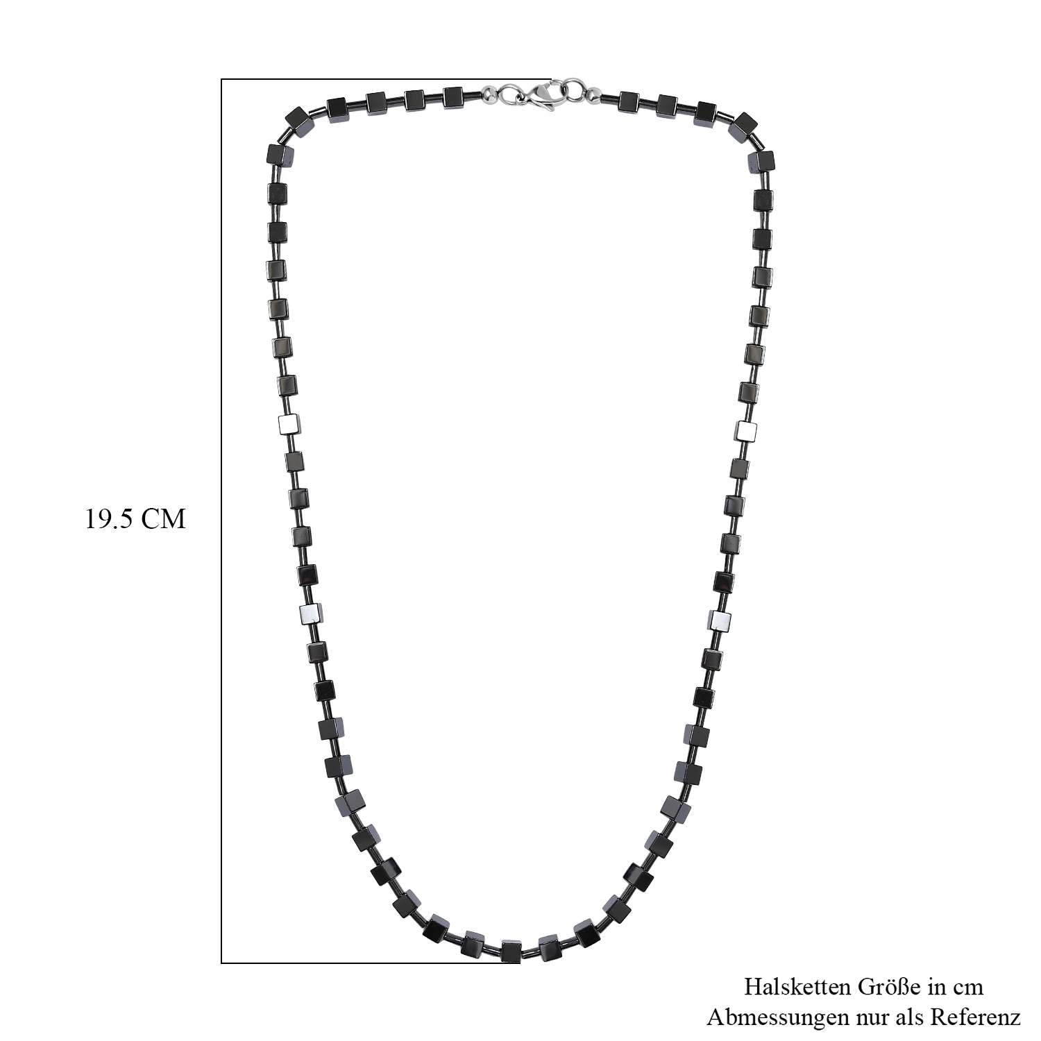 Hämatit Halskette ca. 50 cm 316L Edelstahl platiniert ca. 125.00 ct