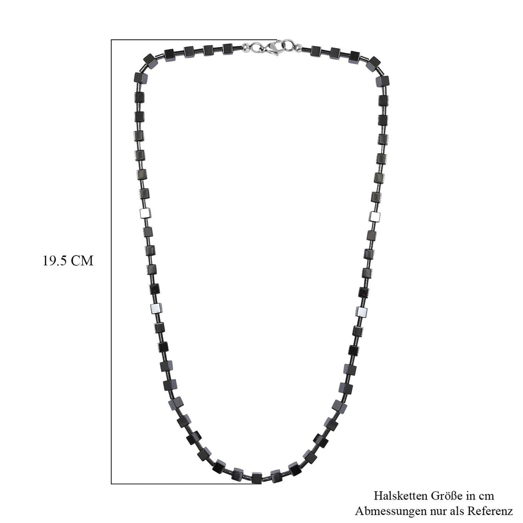 Hämatit Halskette ca. 50 cm 316L Edelstahl platiniert ca. 125.00 ct