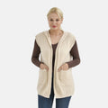 Damen Strickweste mit Kapuze und Taschen, Einheitsgröße, beige