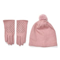 LA MAREY 2er-Set Kaschmir Mützen und Handschuhen mit Mikroplüsch-Futter, Rosa