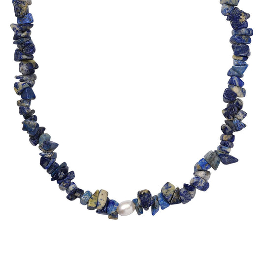 Sodalith, Süßwasser Perle Kette 70 cm