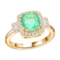 AAA Kolumbianischer Smaragd, Weißer Diamant Ring 585 Gold (Größe 17.00) ca. 2,00 ct