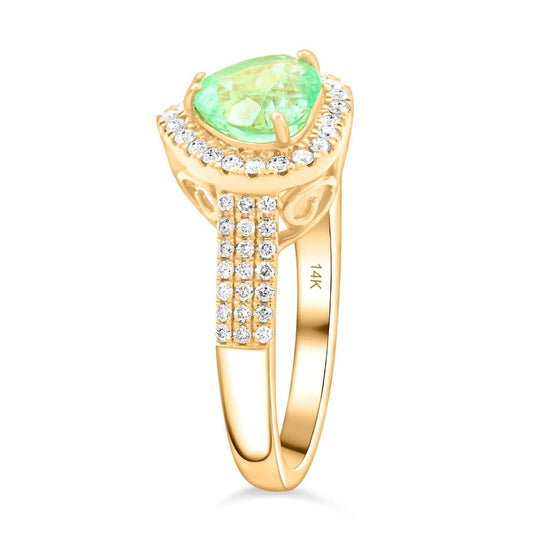 AAA Kolumbianischer Smaragd, Weißer Diamant AGI zertifiziert Ring, 585 Gelb Gold (Größe 18.00) ca. 2,00 ct