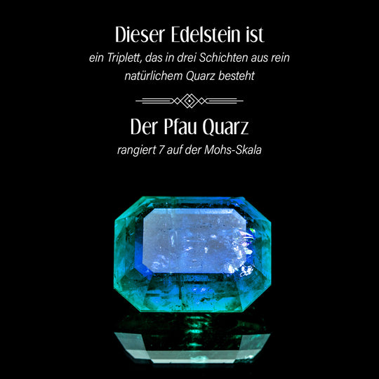 Pfau Quarz Triplette Halskette ca. 45 cm 925 Silber 750 Gelbgold Vermeil ca. 57,03 ct.