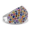 Mehrfarbiger Saphir, Gelber Saphir, Orange Saphir Ring 925 Silber rhodiniert (Größe 17.00) ca. 3.76 ct