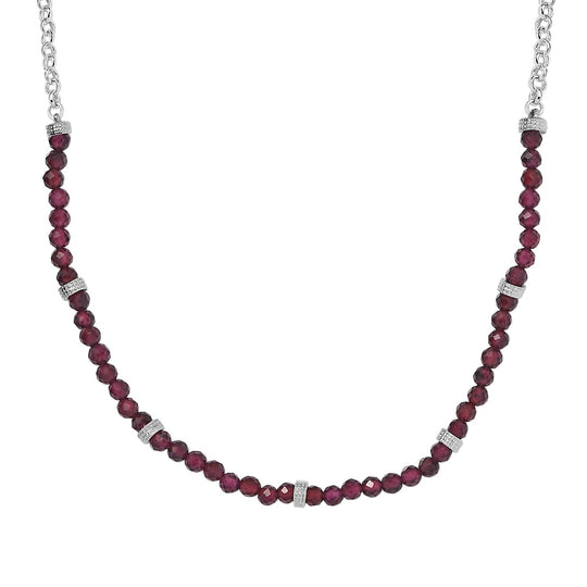 Rote Granat Halskette ca. 45 cm + 5cm Extender, Nickelfreies Messing ca. 20.00 ct