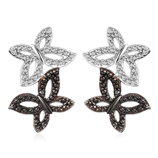 Grüner Diamant Schmetterling Ohrringe, Messing