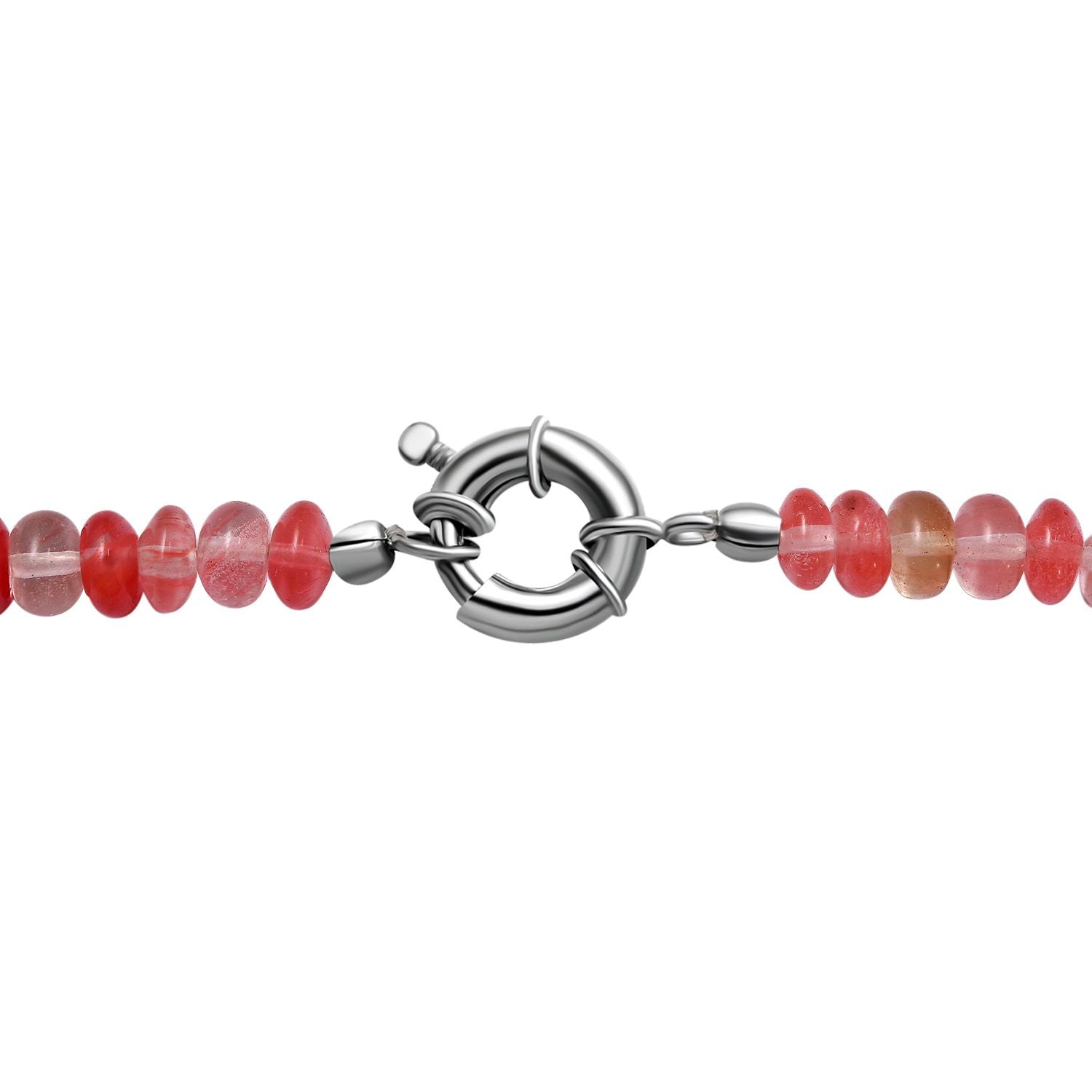 Erdbeer Quarz Halskette ca. 50 cm Messing platiniert ca. 280.04 ct