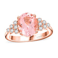 LUXORO AAA Rosa Morganit, Weißer Diamant AGI zertifiziert Ring 417 Gold (Größe 17.00) ca. 3.00 ct