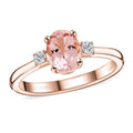 AAA Rosa Morganit, Weißer Diamant Ring, AGI zertifiziert und geprüft, 417 Roségold (Größe 20.00) ca. 1.35 ct