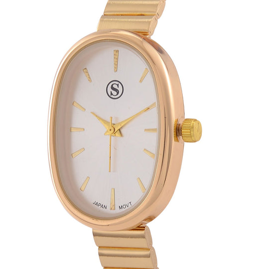 STRADA - Elegante Armbanduhr mit Japanischem Uhrwerk, Stahlsonnenschliff-Zifferblatt und Edelstahlarmband, Reiner Edelstahl, 19 cm, goldfarben